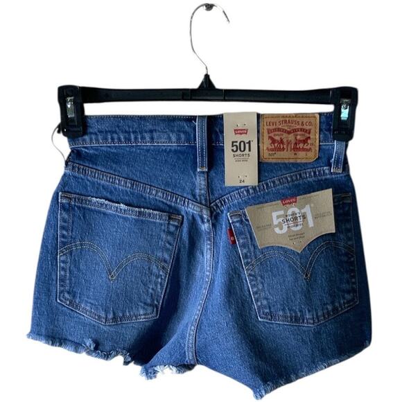 Levis 501 Red Tab Short Jeans Womens 24 High Rise Cut Off Summer Sexy Denim NWT - Picture 3 of 11